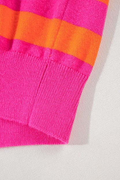 Rose stripe schulterpolster rundhals-pullover