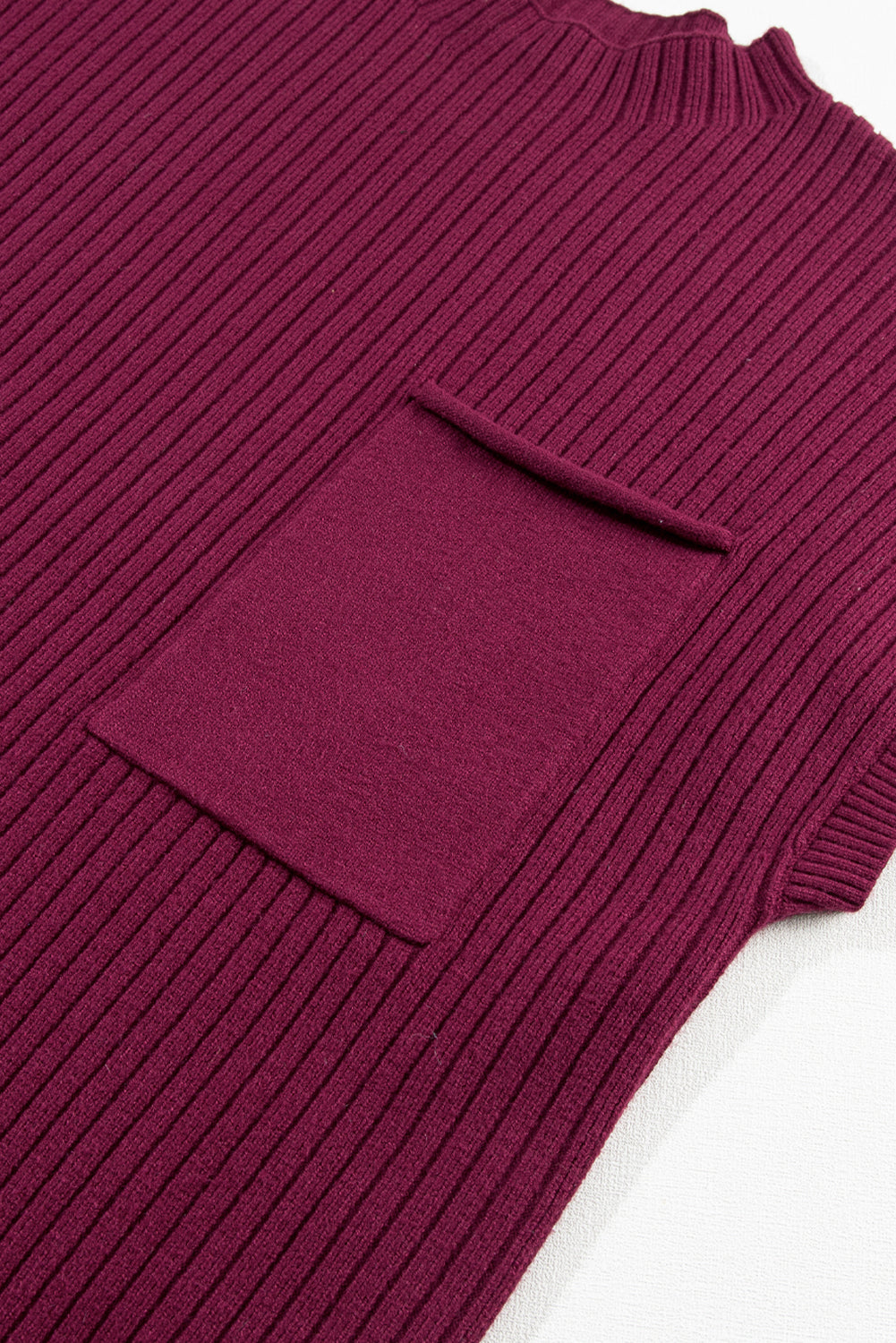 Red dahlia aufnäher tasche gerippt stricken kurze ärmel pullover kleid