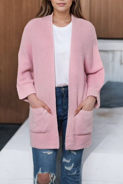 Rosa übergroßer pullover mit umgeschlagenen ärmeln cardigan