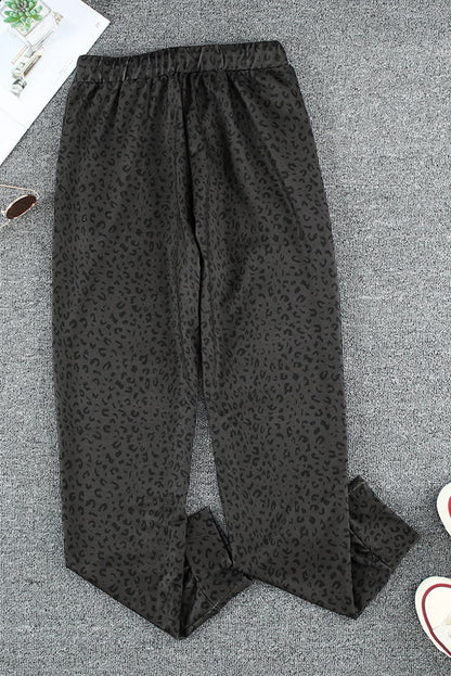 Schwarze breezy-leopard-jogginghose