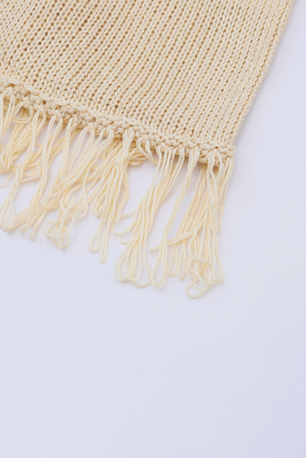 Khakifarbener boho-strickpullover mit quasten