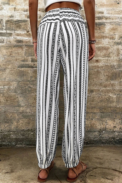 Schwarz gestreift boho gestreifte print casual pants