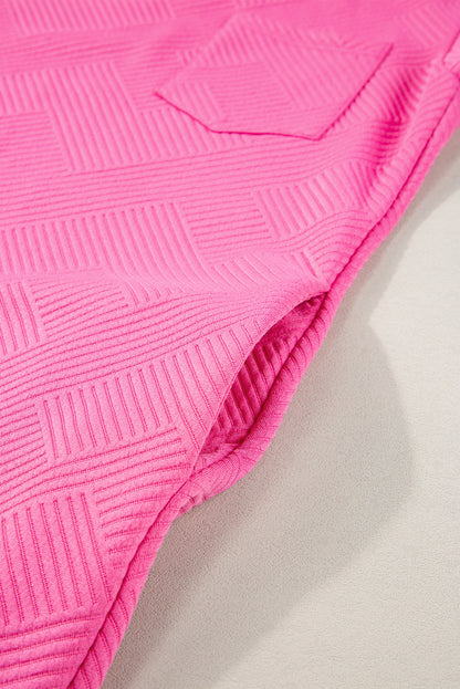 Sachet rosa strukturierte Kappe Ärmel t Shirt Kleid