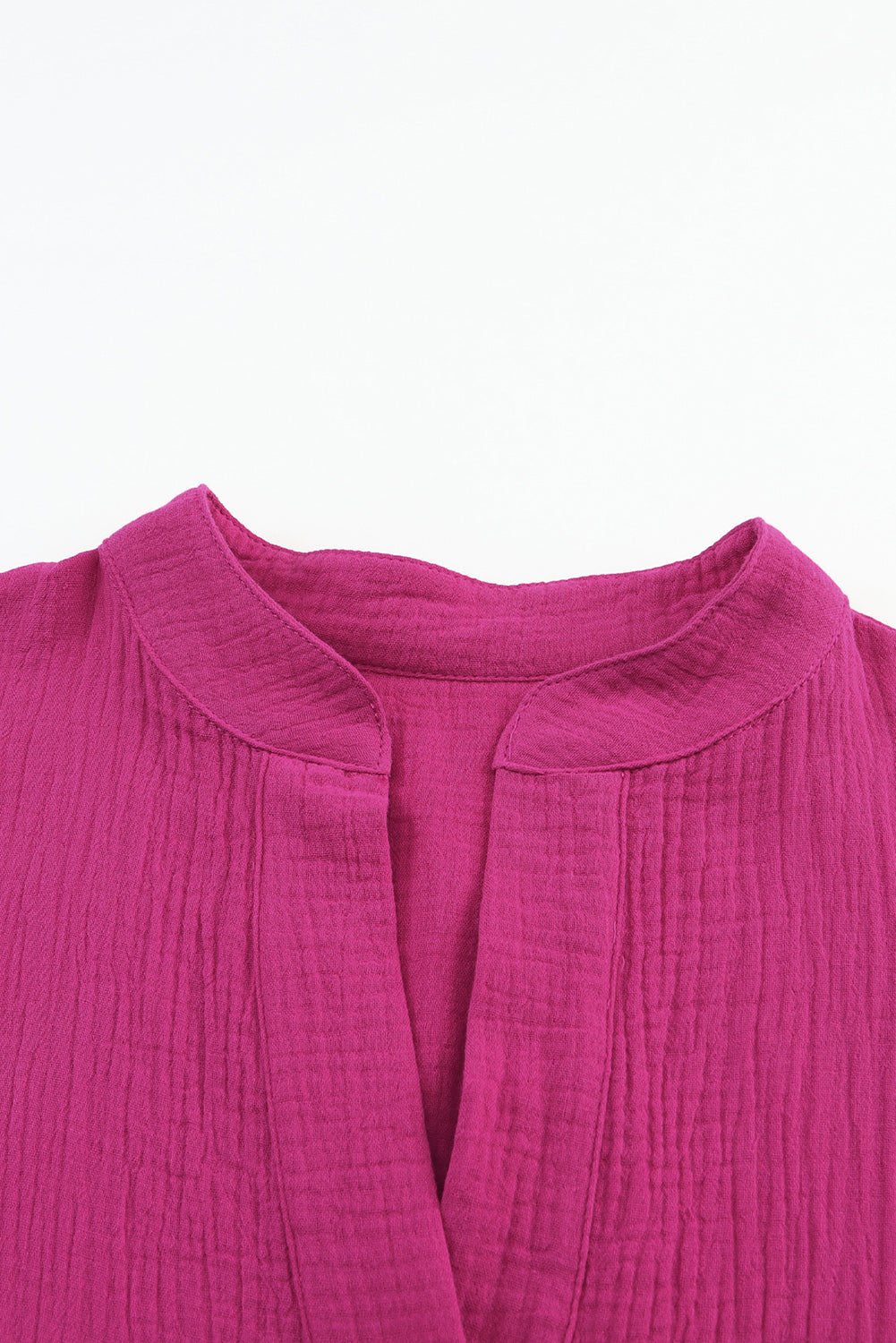 Rose crinkled tiered split neck hemdkleid