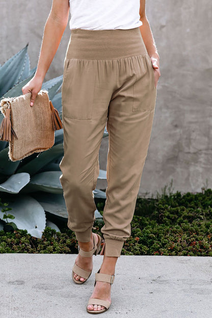 Khaki pocketed casual jogger