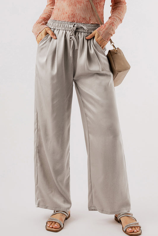 Jet stream solid plissee-hose mit hoher taille und weitem bein