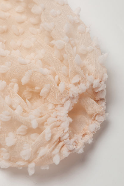 Beige verschönertes kleid mit puffärmeln und gestufter a-linie