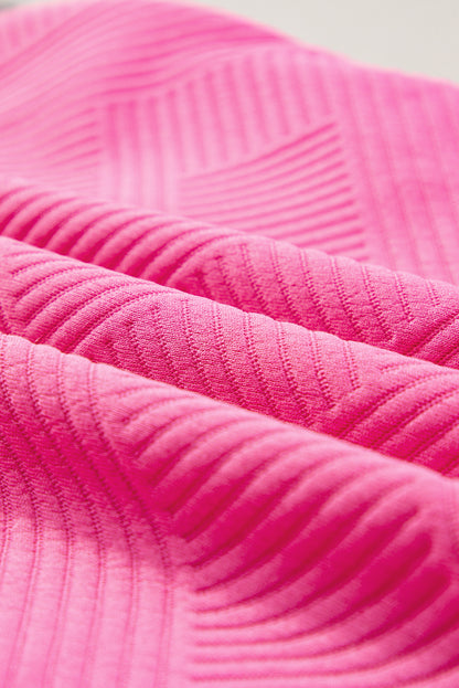 Sachet rosa strukturierte Kappe Ärmel t Shirt Kleid