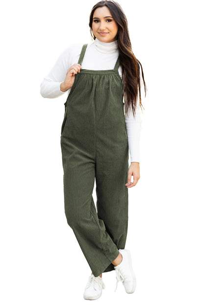Dschungel grün solid pocketed loose fit kord overall