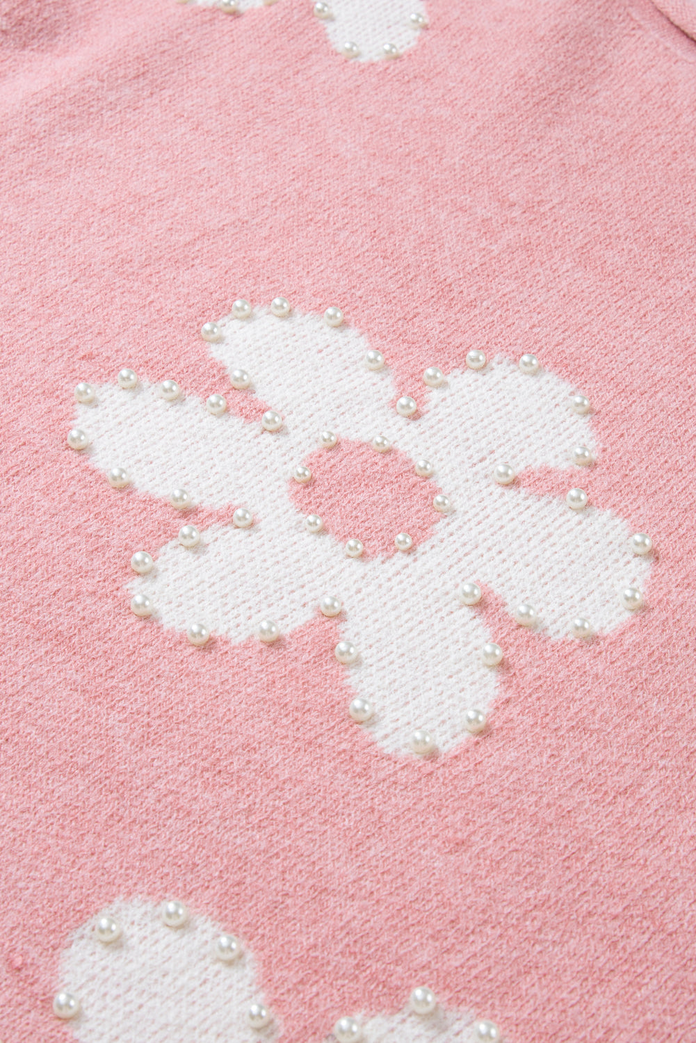 Mehrfarbiger, perlenbesetzter, floraler drop-shoulder-pullover