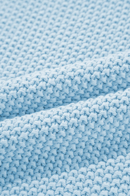 Island blau hochgeschlossener fledermaus-kurzarmpullover