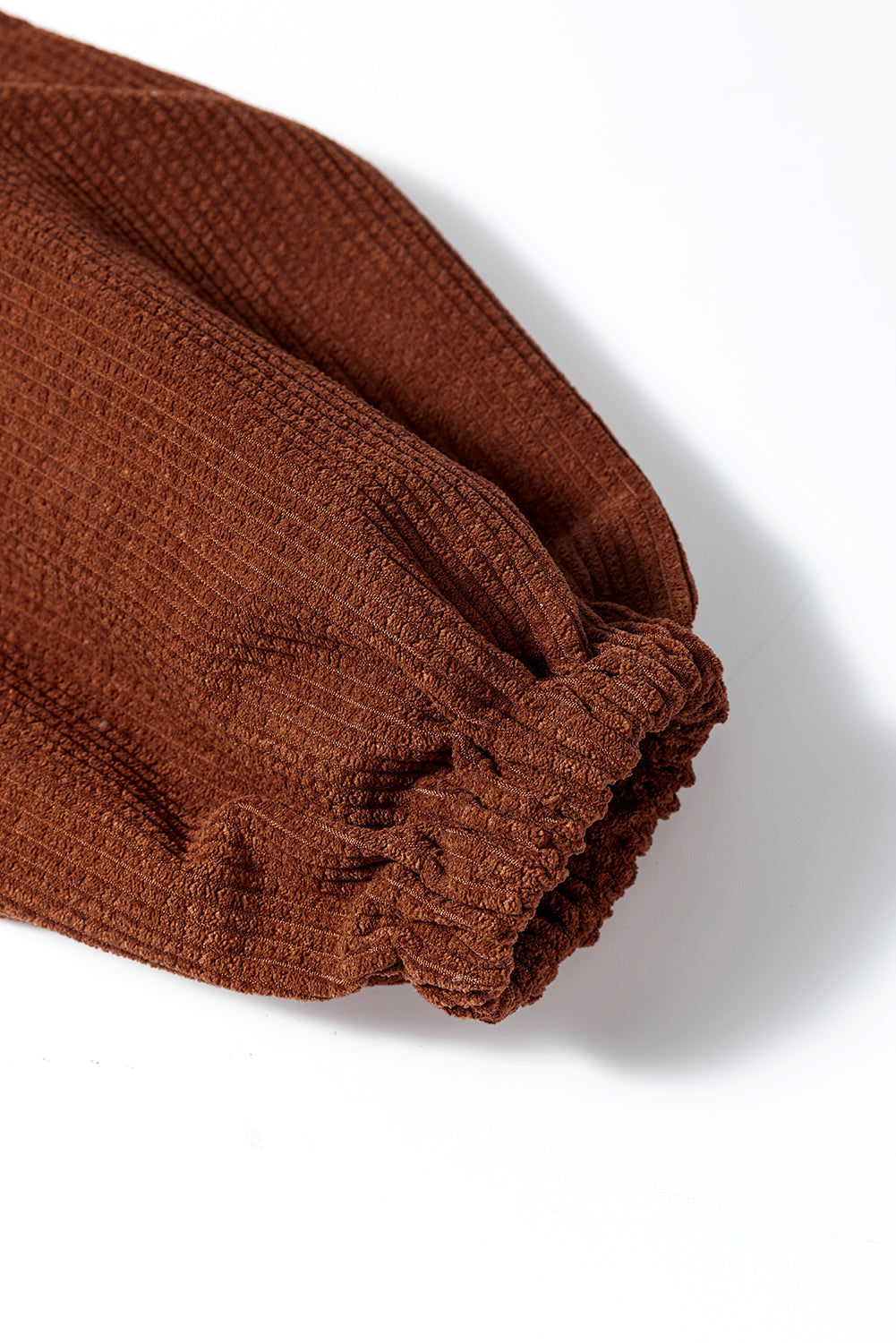 Kaffee strukturierte kordjacke mit puffärmeln