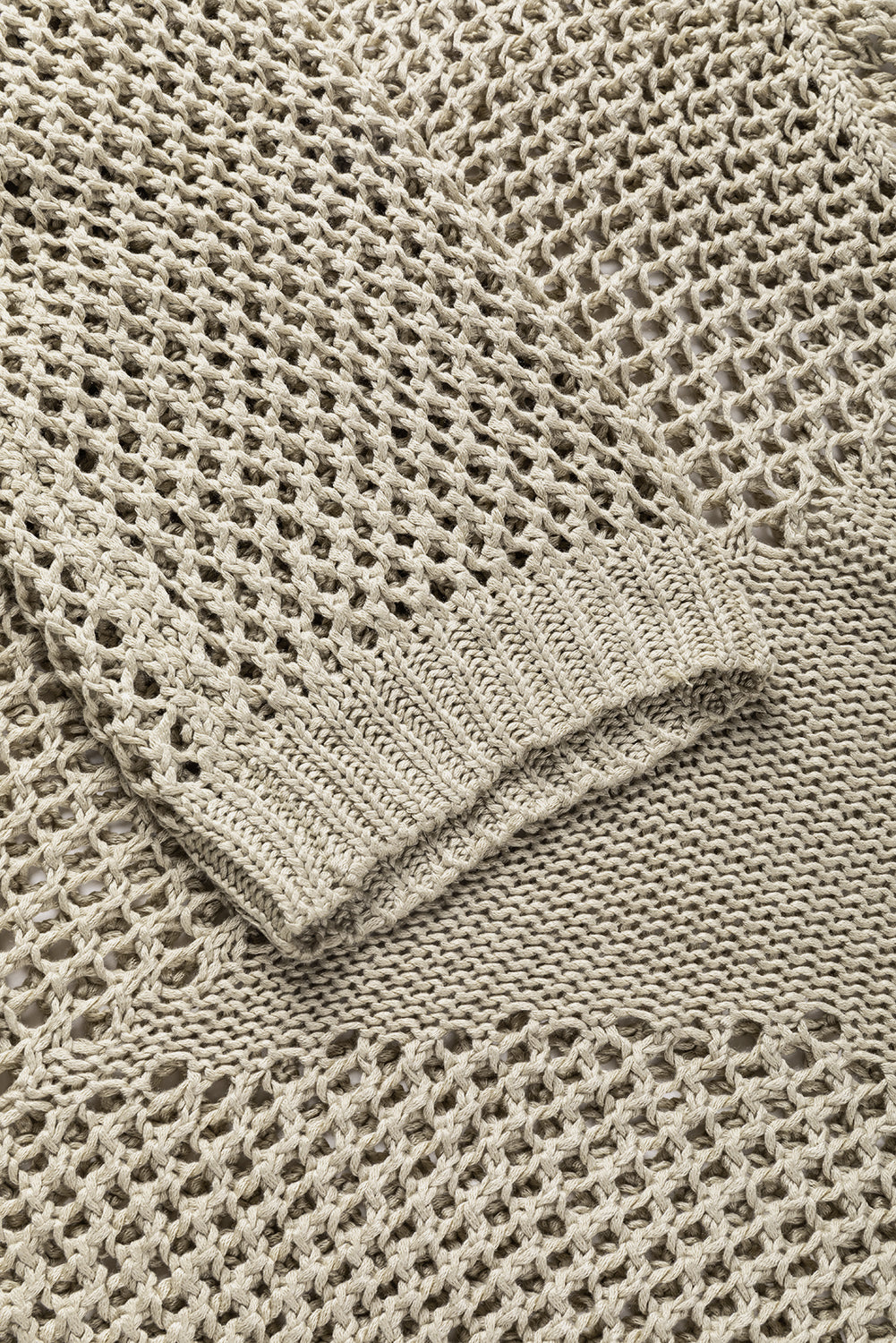 Light french beige star pointelle knit baggy sweater
