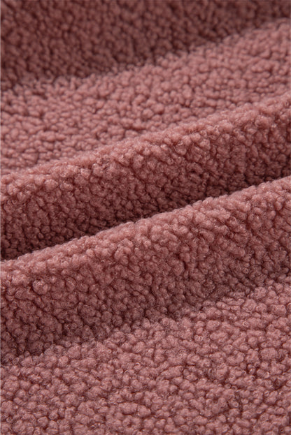Rosa sherpa patchwork spitze elastische manschette zip up jacke
