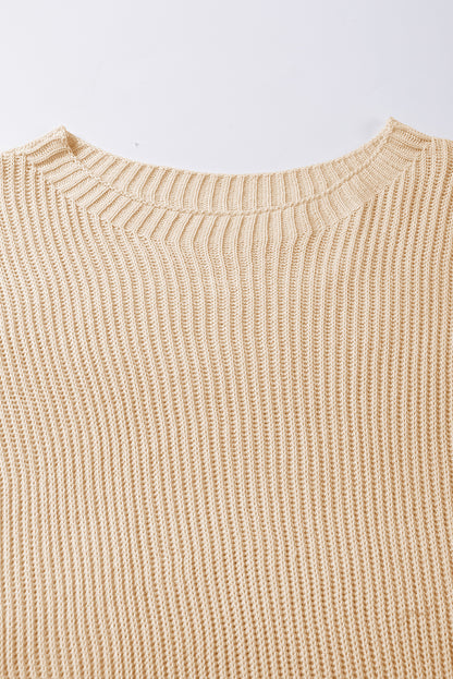 Apricot kurzarm pullover mit seitenschlitz in übergröße