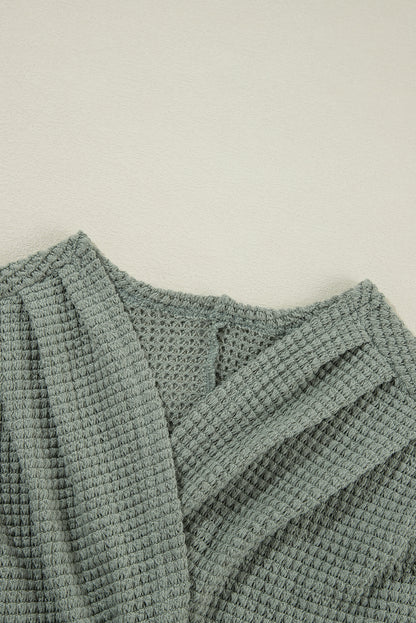 Laurel grüner waffelstrick cardigan mit offener front