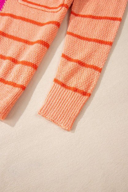 Mehrfarbig gestreifter farbblock strickpullover in lockerer passform