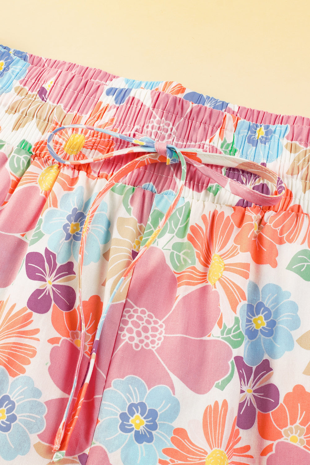 Rosa floral smocked taille lose hose
