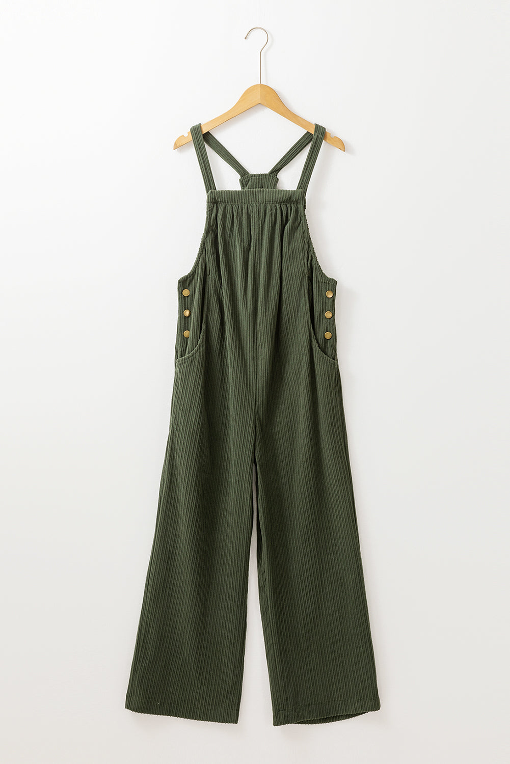 Dschungel grün solid pocketed loose fit kord overall