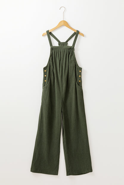 Dschungel grün solid pocketed loose fit kord overall