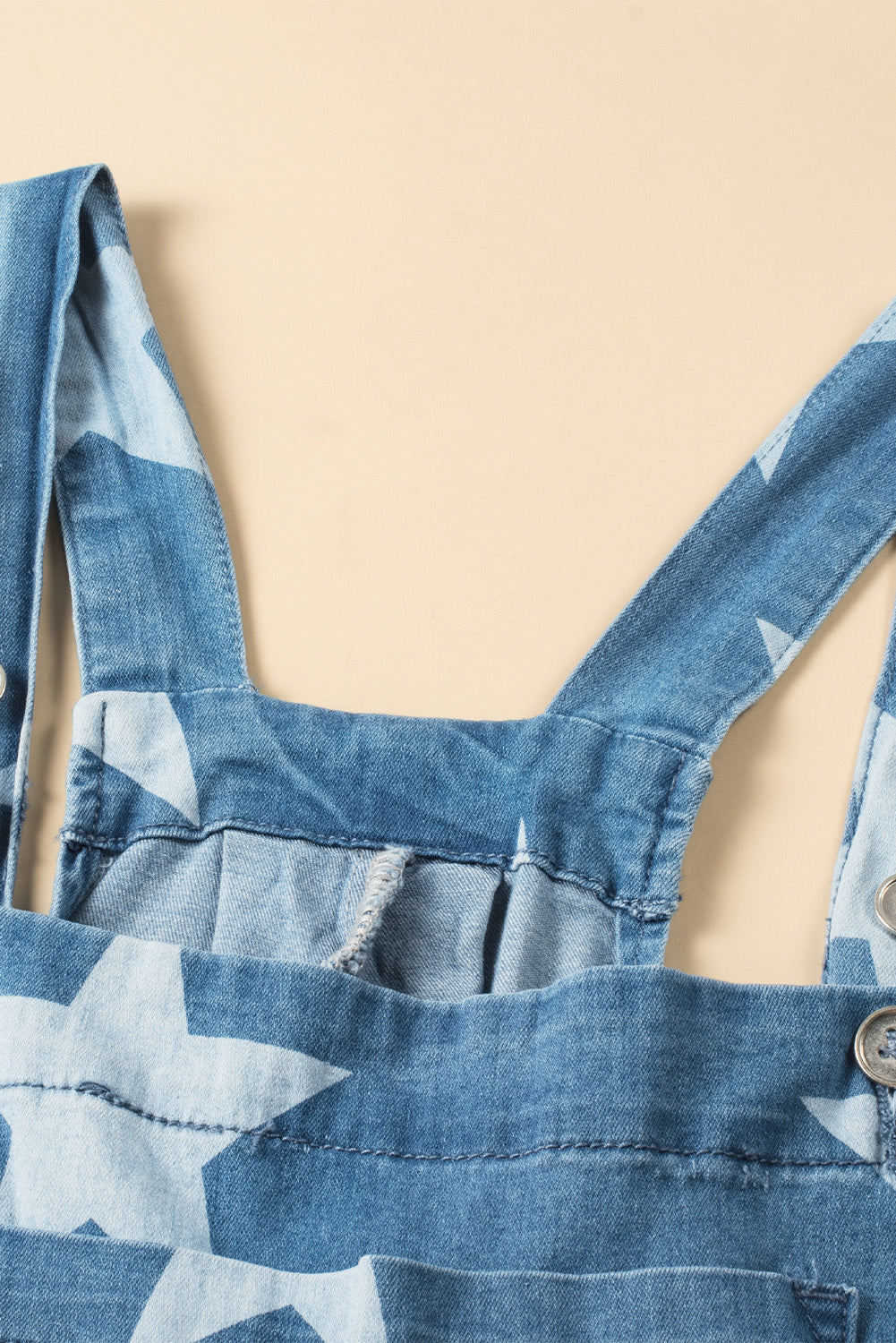 Star print geknöpftes band falte weites bein denim overall