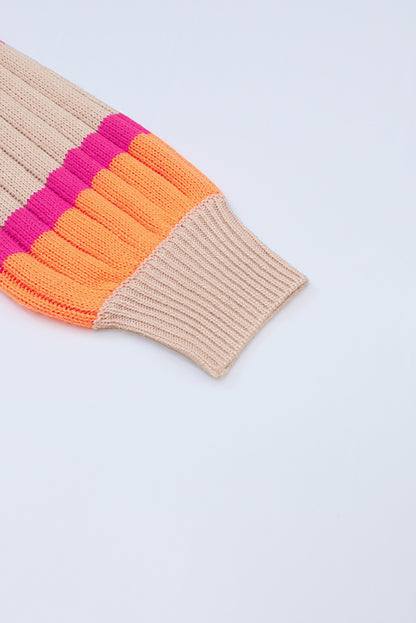 Orange gestreifter colorblock-cardigan mit hängenden schultern