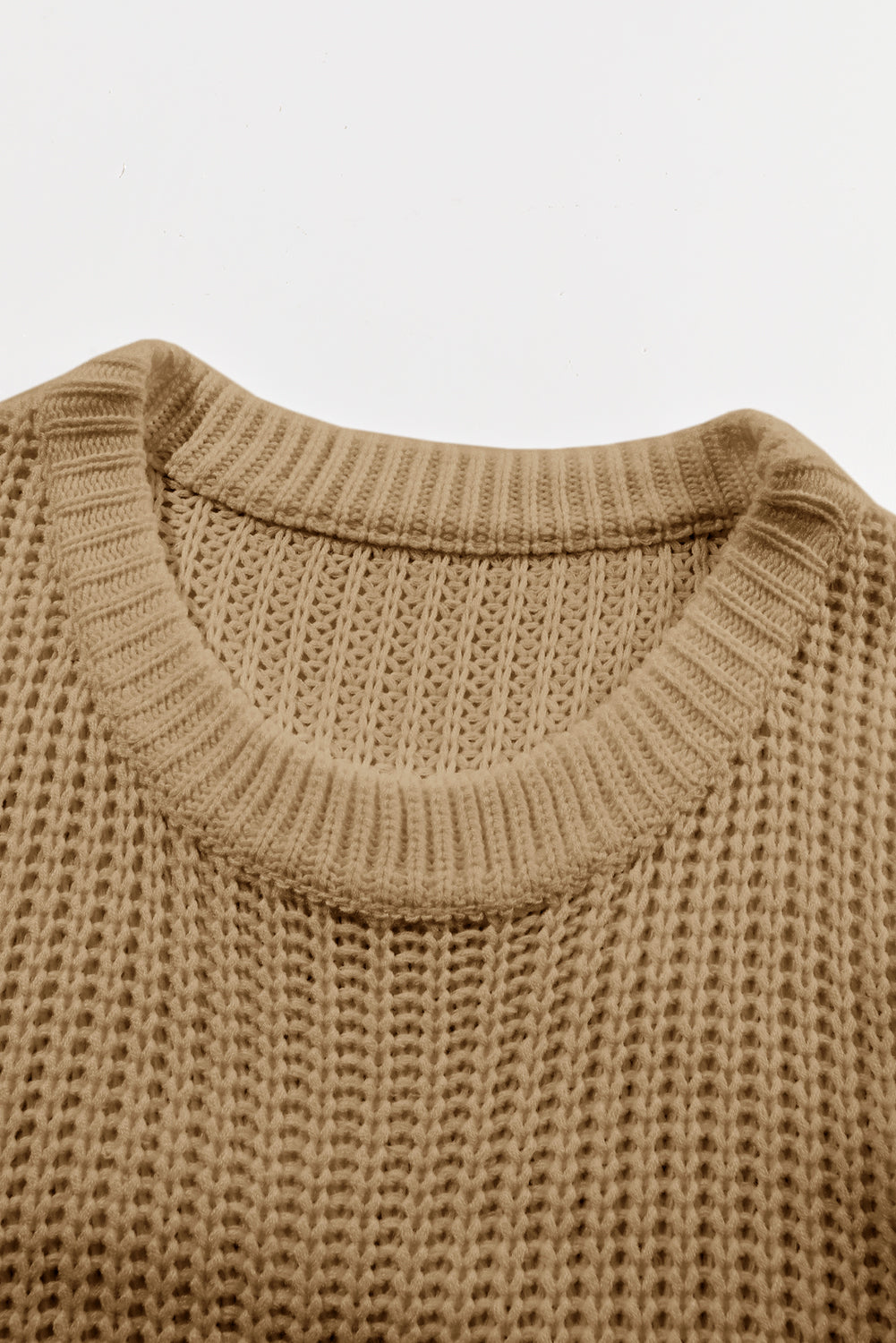Khaki rippenstrick rundhalsausschnitt slouchy chunky pullover