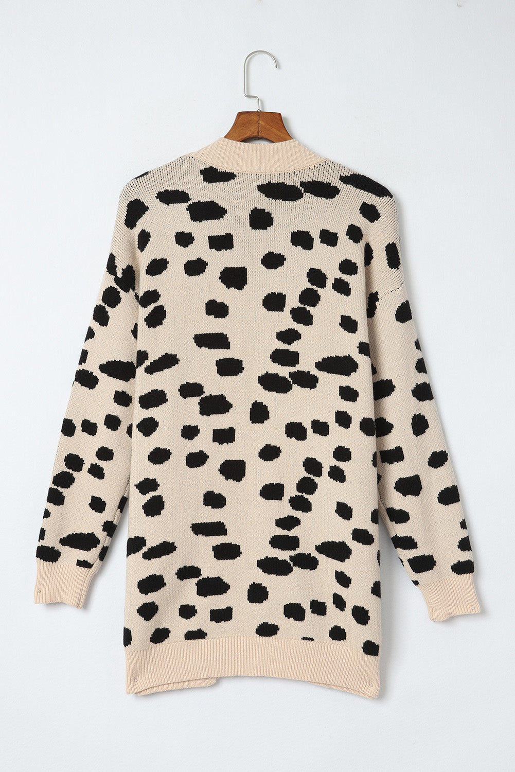 Leopardentier fleckenmuster strickjacke mit offener vorderseite