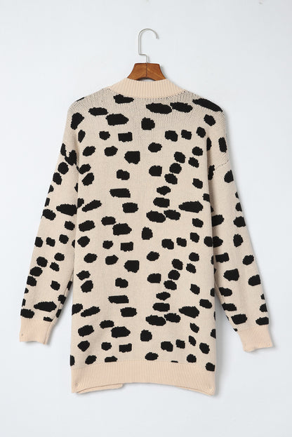 Leopardentier fleckenmuster strickjacke mit offener vorderseite