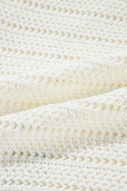 Weißer gänseblümchen-pointelle-strickpullover