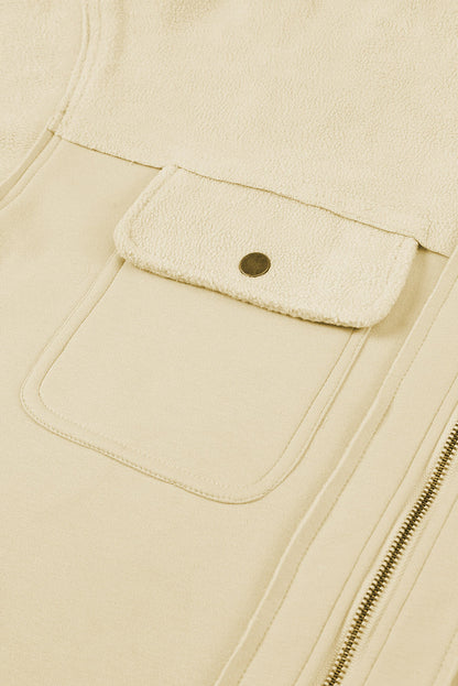 Apricot klappentasche kapuze mit kordelzug zip up jacke