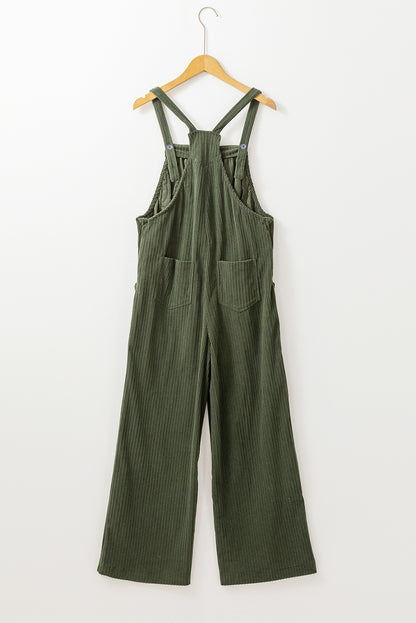 Dschungel grün solid pocketed loose fit kord overall