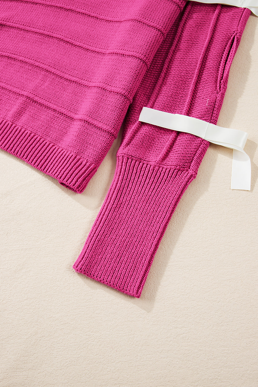 Rose red bow knot cut out rundhalsausschnitt loose sweater
