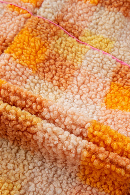 Orange karierte sherpa-kapuzenjacke