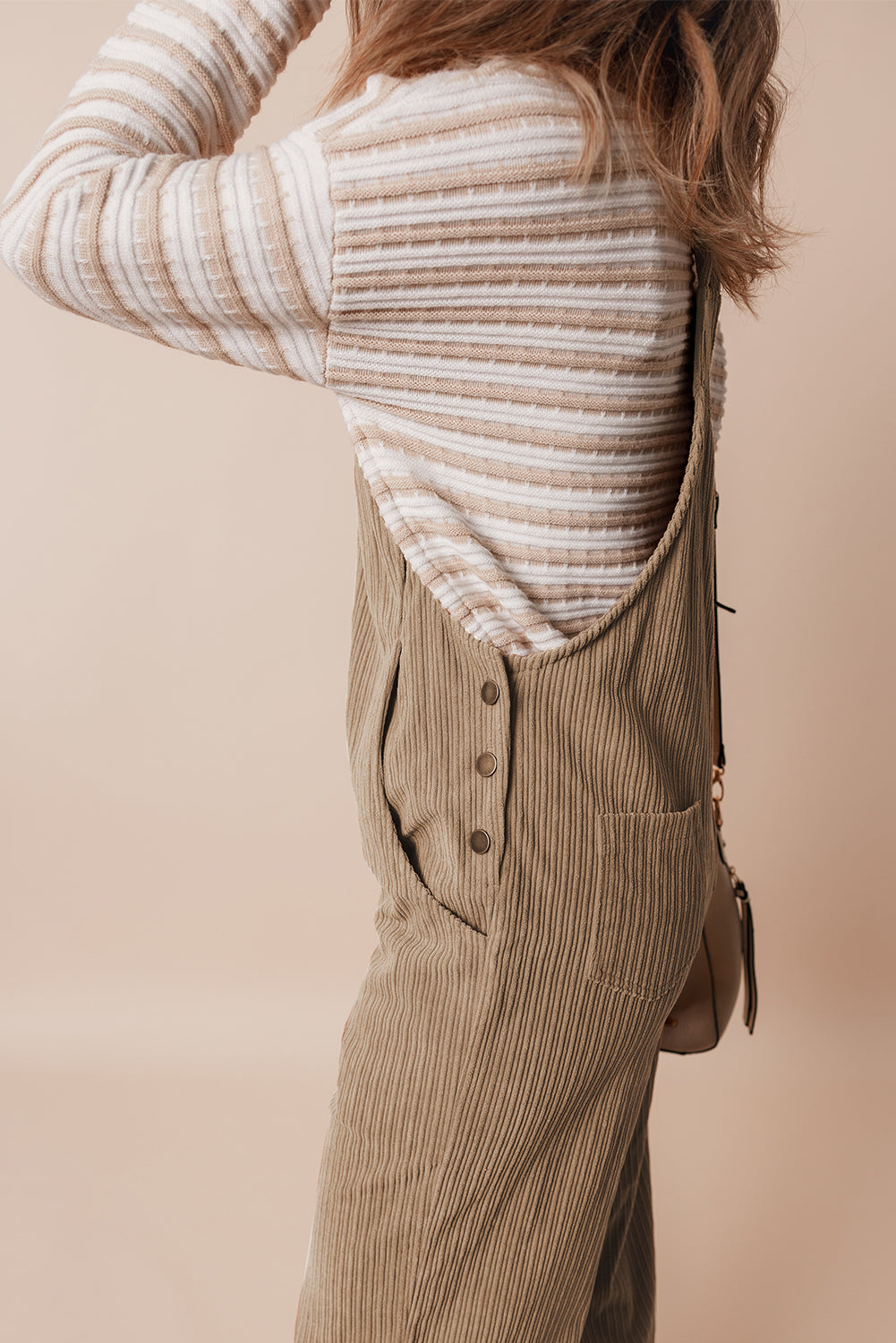 Grauer morn solid pocketed loose fit cord overall