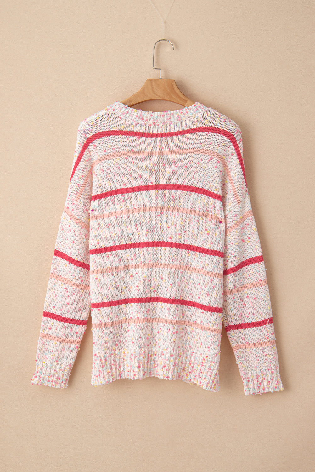Rosa gestreifter konfetti-strickpullover