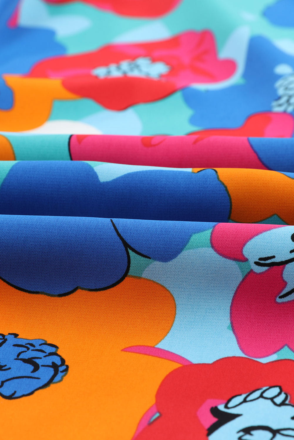 Mehrfarbige abstrakte florale druck kordelzug breite taille hose