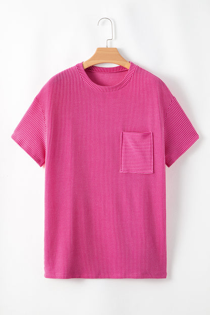 Rosa corded knit pocketed loose fit t shirt