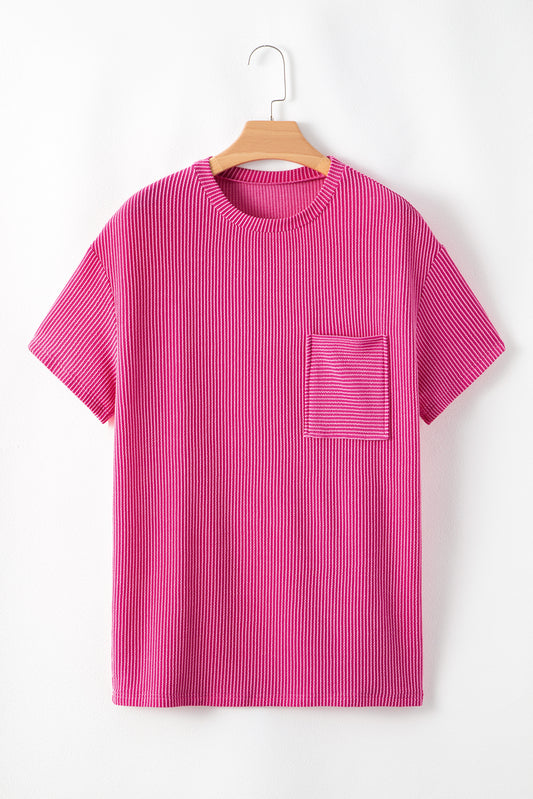 Rosa corded knit pocketed loose fit t shirt