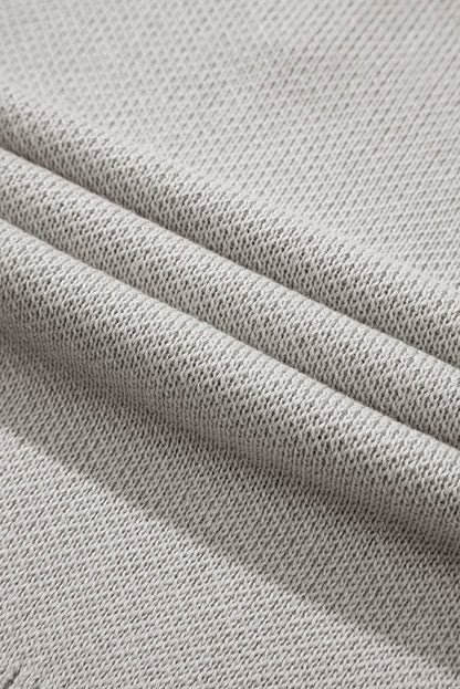 Hellgrauer quarter zip pullover mit kurzen fledermausärmeln