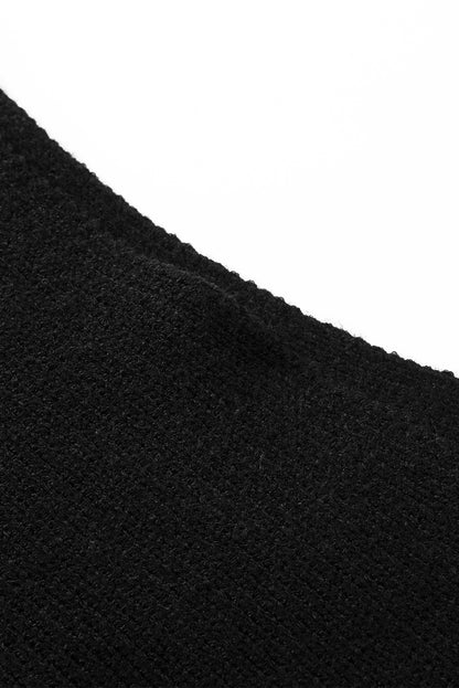 Schwarzer gestreifter langarm-strickpullover