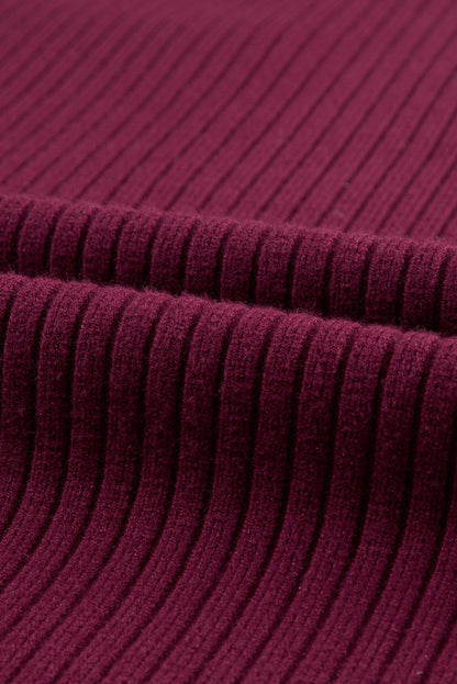 Red dahlia aufnäher tasche gerippt stricken kurze ärmel pullover kleid