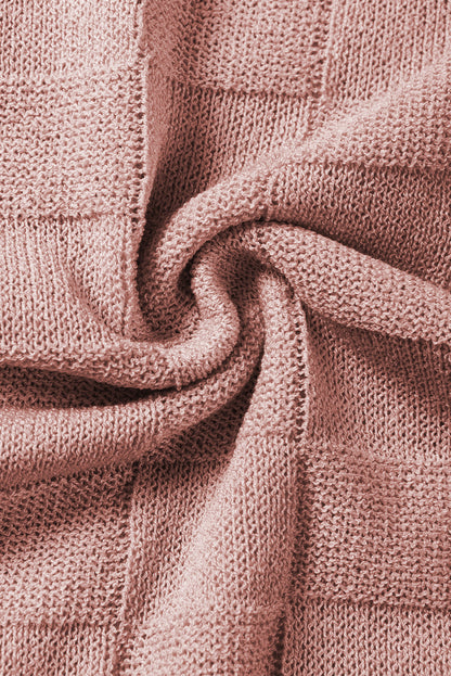 Kurzarmpullover mit gitterstruktur in staubigem rosa