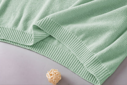 Moonlight jade multi crochet flower knit kurzarm pullover top