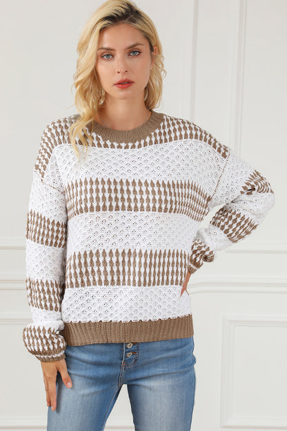 Multicolour vertikale streifen zwei töne drop shoulder pullover