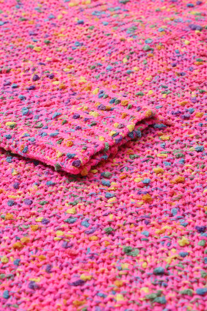 Dunkelrosa bunte flecken gestrickt v-ausschnitt casual pullover