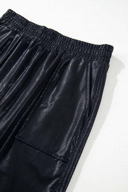 Schwarze kiesel-jogger mit elastischer taille
