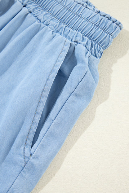 Myosotis kordelzug hohe taille weites bein denim-hose