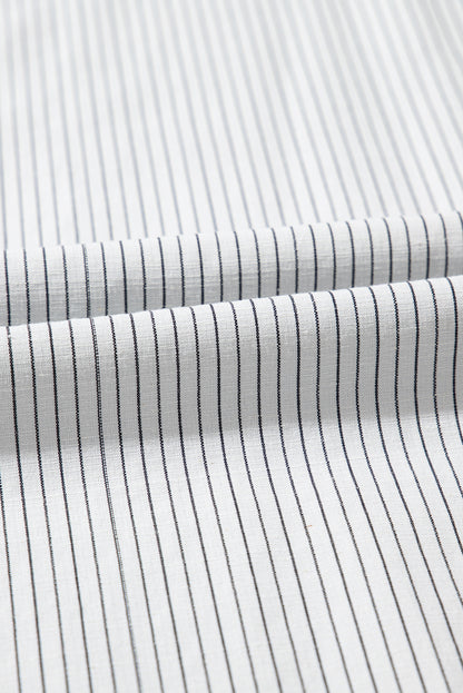 Weißer streifen gerollt registerkarte ärmel geknöpft plus größe shirt