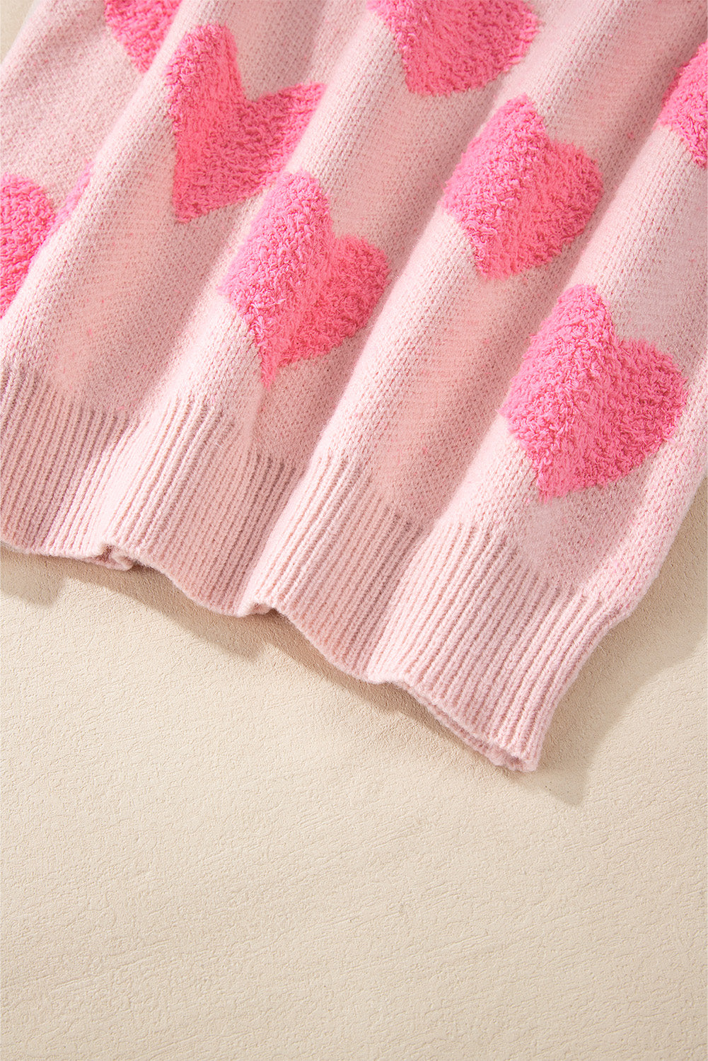 Hellrosa valentinstag herz-jacquard-strickpullover